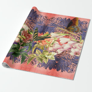 Cadeau Papier d'enrobage de BOUTEILLE ET FLEURS