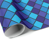 Cadeau Papier d'enrobage de carreaux bleus (Coin rond)