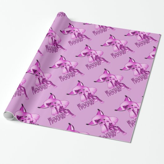 Cadeau Papier d'enrobage de chats de moût rose pâle (Déroulé)