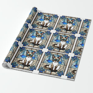 Cadeau Papier d'enrobage de chats en siamese en verre ten