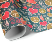 Cadeau Papier d'enrobage de conception des signes de paix (Coin rond)