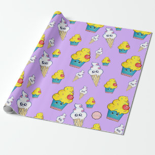 Cadeau Papier d'enrobage de cône de Kawaii Cupcake et de
