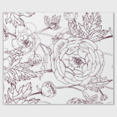 Cadeau Papier d'enrobage de contour de fleur | Luxueux Ma (Plat)