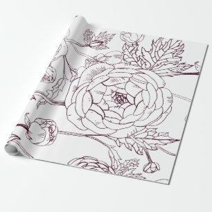 Cadeau Papier d'enrobage de contour de fleur Luxueux Ma