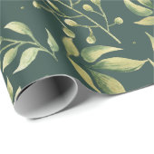 Cadeau Papier d'enrobage de feuillages d'hiver (Coin rond)