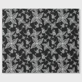 Cadeau Papier d'enrobage de feuilles et de colibris (noir (Plat)