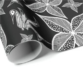 Cadeau Papier d'enrobage de feuilles et de colibris (noir (Coin rond)