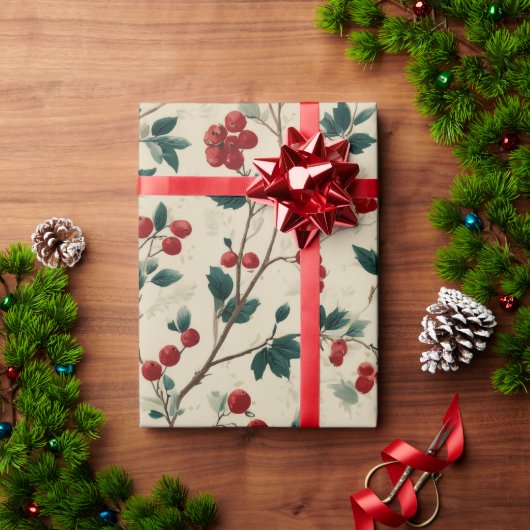 Cadeau Papier d'enrobage de la branche du Berry de Noël | (Cadeau de vacances)