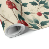 Cadeau Papier d'enrobage de la branche du Berry de Noël | (Coin rond)