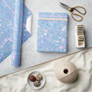 Cadeau Papier d'enrobage de Parties scintillant bleu et r