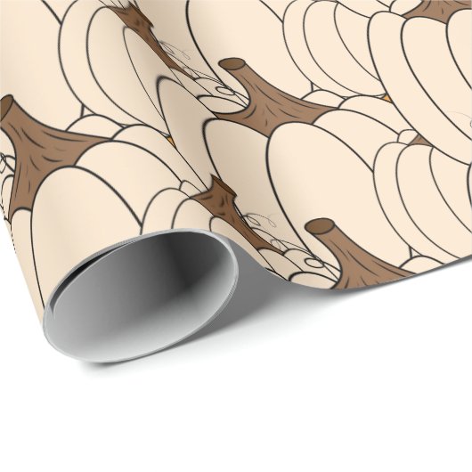 Cadeau Papier d'enrobage de patchs Citrouille blanc (Coin rond)