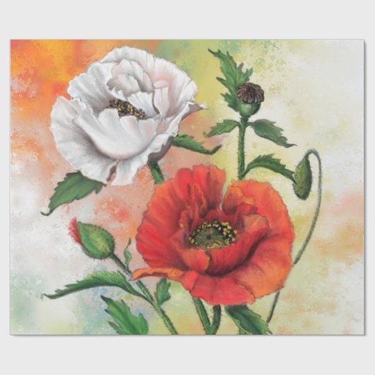 Cadeau Papier d'enrobage de pavots (Plat)