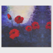 Cadeau Papier d'enrobage de peinture violet de pavots rou (Plat)