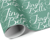 Cadeau Papier d'enrobage de texte blanc turquoise Jingle (Coin rond)