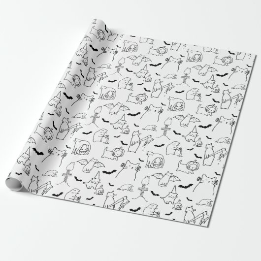 Cadeau Papier d'enrobage d'illustration de chats d'Hallow (Déroulé)