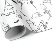 Cadeau Papier d'enrobage d'illustration de chats d'Hallow (Coin rond)