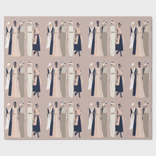 Cadeau Papier d'enrobage d'illustration de mode contempor (Plat)