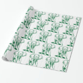Cadeau Papier d'enrobage d'illustration d'éléphant vert (Déroulé)