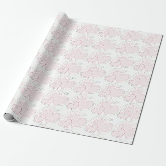 Cadeau Papier d'enrobage doux aux coeurs à point croisé (Déroulé)