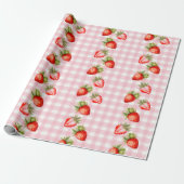 Cadeau Papier d'enrobage En vichy rose fraise (Déroulé)