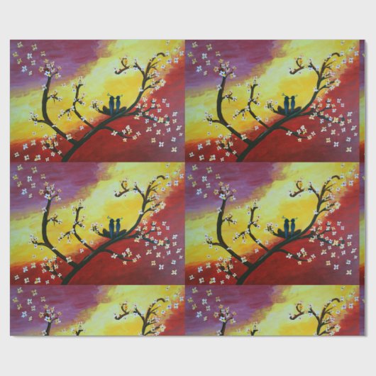 Cadeau Papier d'enrobage Inséparables (Plat)