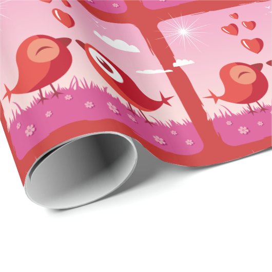 Cadeau Papier d'enrobage Inséparables (Coin rond)