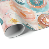 Cadeau Papier d'enrobage inspiré voyage avec les Compas (Coin rond)