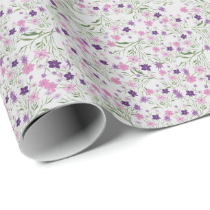Cadeau Papier d'enrobage Mariage Fleurs de Pré Rose