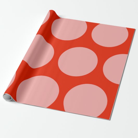 Cadeau Papier d'enrobage Motif avec points roses rétro (Déroulé)
