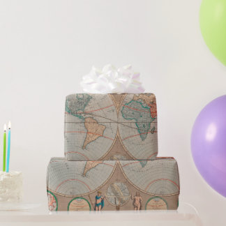 Cadeau Papier d'enrobage motif de carte de l'ancien monde