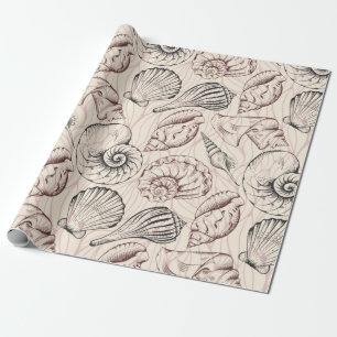 Cadeau Papier d'enrobage Motif de coquillages