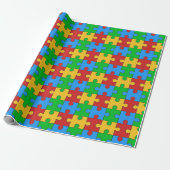 Cadeau Papier d'enrobage Motif de puzzle coloré (Déroulé)