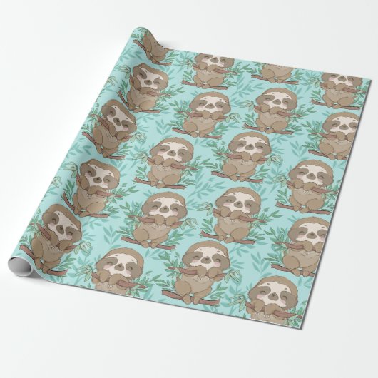 Cadeau Papier d'enrobage Motif Sloth (Déroulé)