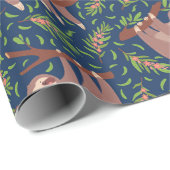 Cadeau Papier d'enrobage Motif Sloth (Coin rond)