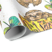 Cadeau Papier d'enrobage Motif Sloth (Coin rond)