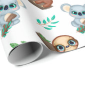 Cadeau Papier d'enrobage Motif Sloth (Coin rond)