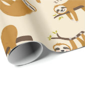 Cadeau Papier d'enrobage Motif Sloth (Coin rond)