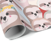 Cadeau Papier d'enrobage Motif Sloth (Coin rond)