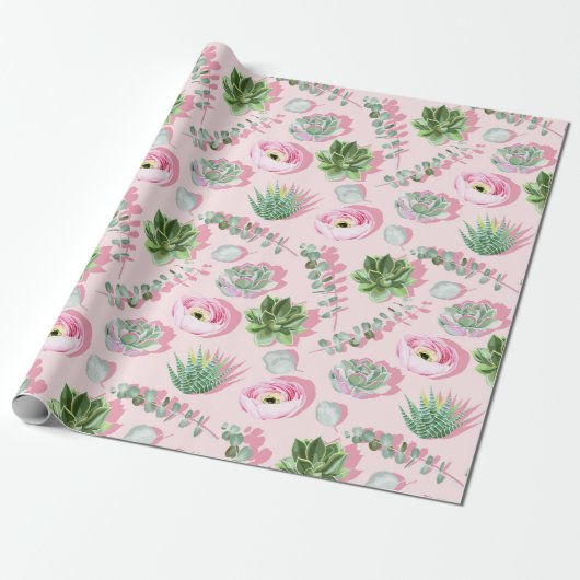 Cadeau Papier d'enrobage motif Succulent (Déroulé)