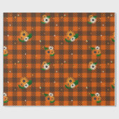 Cadeau Papier d'enrobage Orange Flower Checker (Plat)