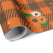 Cadeau Papier d'enrobage Orange Flower Checker (Coin rond)