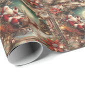 Cadeau Papier d'enrobage Père Noël vintage (Coin rond)