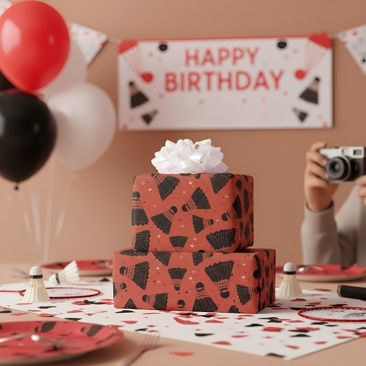 Cadeau Papier d'enrobage rouge de choc spatial