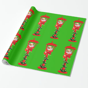 Cadeau Papier d'enrobage rouge de la lampe de Noël