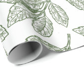 Cadeau Papier d'enrobage rustique vert hiver feuillage de (Coin rond)