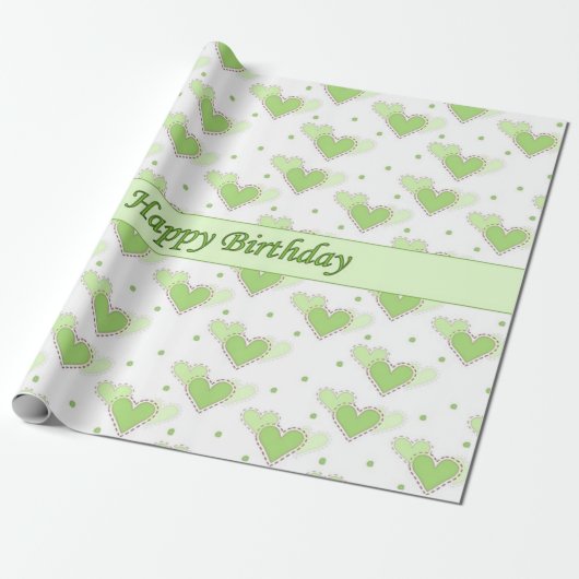 Cadeau Papier d'enveloppe de coeurs de vert de menthe de (Déroulé)