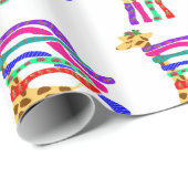 Cadeau Papier d'enveloppe de girafe de Noël heureux (Coin rond)