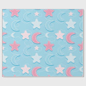 Cadeau Papier D'Enveloppement 3D Patch Coeurs Et Étoiles  (Plat)