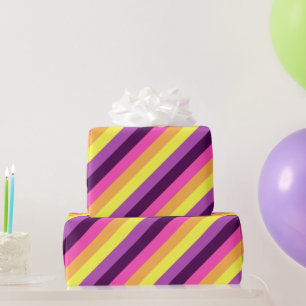 Cadeau Papier d'enveloppement à bandes rétro violettes ro