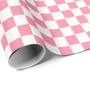 Cadeau Papier d'enveloppement À damiers rose et blanc